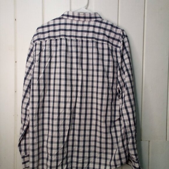 Perry Ellis America Shirt Men XL Button Down Long Sleeve Plaid White Black - Picture 11 of 15